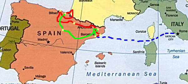 Itinerario previsto per Spagna 2006